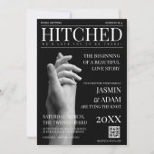 ラグジュアリーダークモード Hitched マガジン ウェディング 招待状 (正面)