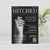 ラグジュアリーダークモード Hitched マガジン ウェディング 招待状 (スタンド正面)