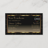 ラグジュアリーダーク金ゴールドフレームブラウングラディエンシックとロゴ 名刺 (裏面)