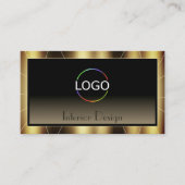 ラグジュアリーダーク金ゴールドフレームブラウングラディエンシックとロゴ 名刺 (正面)