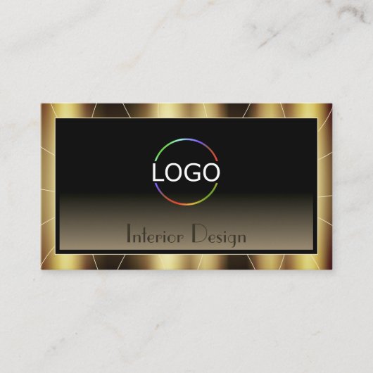 ラグジュアリーダーク金ゴールドフレームブラウングラディエンシックとロゴ 名刺 (正面)