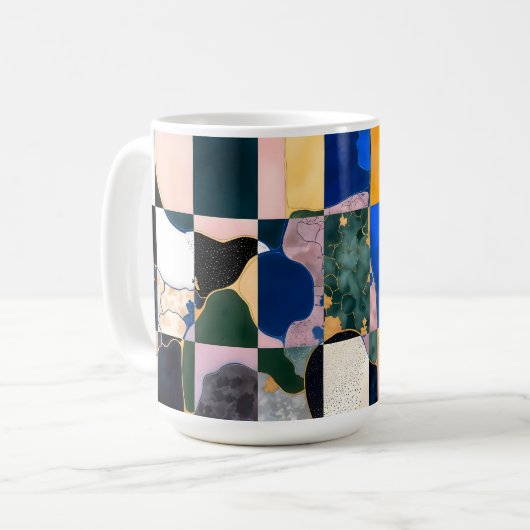 ラグジュアリーチェッカーボードカーテン コーヒーマグカップ (正面左)