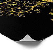 ラグジュアリーツリーオブライフブラック金ゴールド ポスター (角)