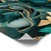 ラグジュアリーティール(緑がかった色)と金ゴールドフローラアガートスウィート16ウェルカム ポスター (角)