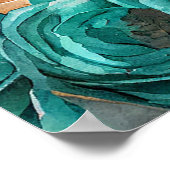 ラグジュアリーティール（緑がかった色）と金ゴールドフローラ結婚アガテの歓迎 ポスター (角)