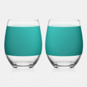 ラグジュアリーティール（緑がかった色）ターコイズシルバーグリッター結婚ズ ステムなしワイングラス (裏面)