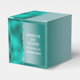 ラグジュアリーティール（緑がかった色）ターコイズシルバーグリッター フェイバーボックス