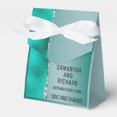 ラグジュアリーティール（緑がかった色）ターコイズシルバーグリッター フェイバーボックス (正面サイド)