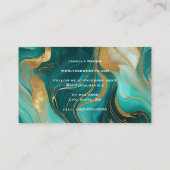 ラグジュアリーティール（緑がかった色）マーブルアンドゴールドフォイル 名刺 (裏面)