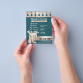 ラグジュアリーティール（緑がかった色）幾何学的金ゴールドサークル チラシ (手)