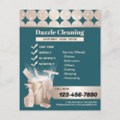 ラグジュアリーティール（緑がかった色）幾何学的金ゴールドサークル チラシ (正面)