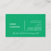 ラグジュアリーティール（緑がかった色）爪、 ネイルカラー爪、 ネイルテックネイルサロン 名刺 (裏面)