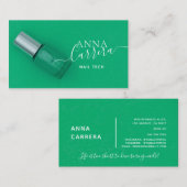 ラグジュアリーティール（緑がかった色）爪、 ネイルカラー爪、 ネイルテックネイルサロン 名刺 (正面/裏面)