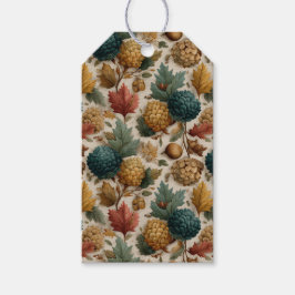 ラグジュアリーティール（緑がかった色）金ゴールドピネコーンアコーン ギフトタグ