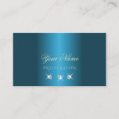 ラグジュアリーティール（緑がかった色）金ゴールドベージュきらめくダイヤスタイリッシュンズ 名刺 (正面)