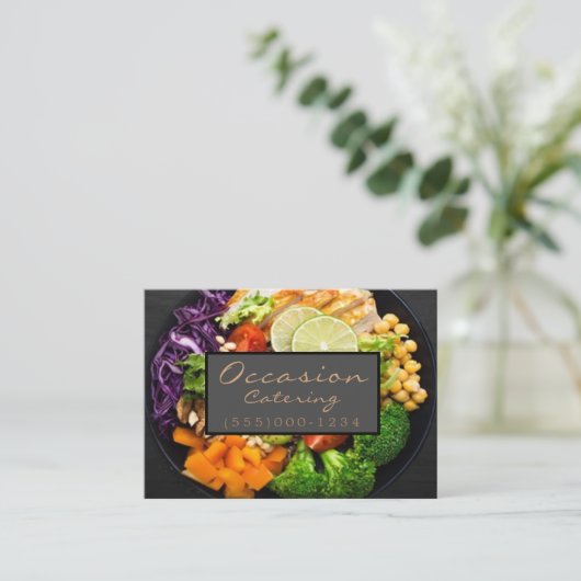 ラグジュアリーディナーフードプレートデザインシェフケータリング 名刺 (スタンド正面)
