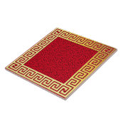 ラグジュアリーデザインギリシャ鍵レッドと金ゴールドクラシック タイル (側面)