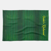 ラグジュアリートレンディーグリーン金ゴールドリネンテクスチャコレクション キッチンタオル (横)