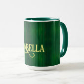 ラグジュアリートレンディーグリーン金ゴールドリネンテクスチャコレクション マグカップ (正面右)