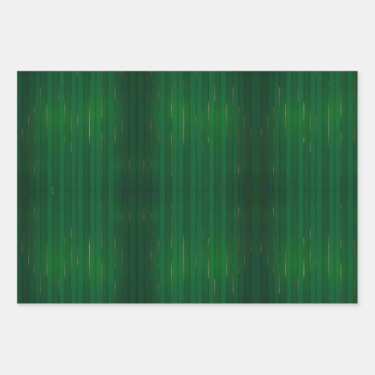 ラグジュアリートレンディーグリーン金ゴールドリネンテクスチャコレクション ラッピングペーパーシート (正面3)