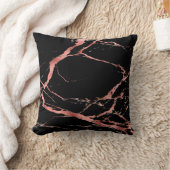 ラグジュアリートレンディーピンクブラックマーブルコットン クッション (ブランケット)