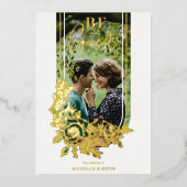 ラグジュアリートレンディーフローラアーチベアヴェーゲストフォト 箔招待状 (正面)