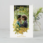 ラグジュアリートレンディーフローラアーチベアヴェーゲストフォト 箔招待状 (立ち正面)