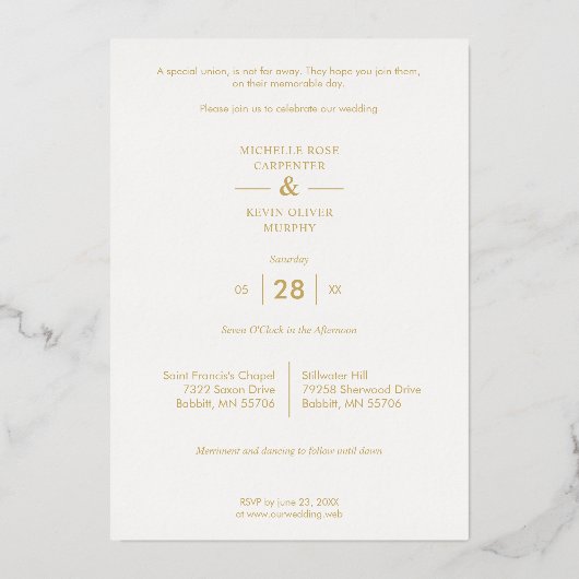 ラグジュアリートレンディーフローラアーチベアヴェーゲストフォト 箔招待状 (裏面)