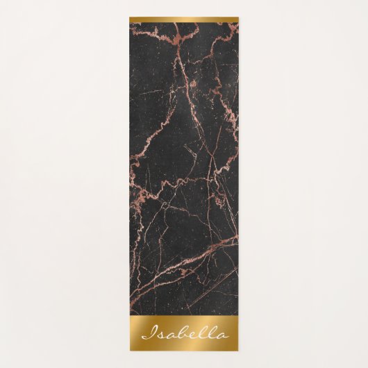 ラグジュアリートレンディーマーブルピンクブラックカスタマイズヨガマット ヨガマット (正面)