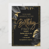 ラグジュアリートロピカルリーフハッピーバースデーパーティー 招待状 (正面)