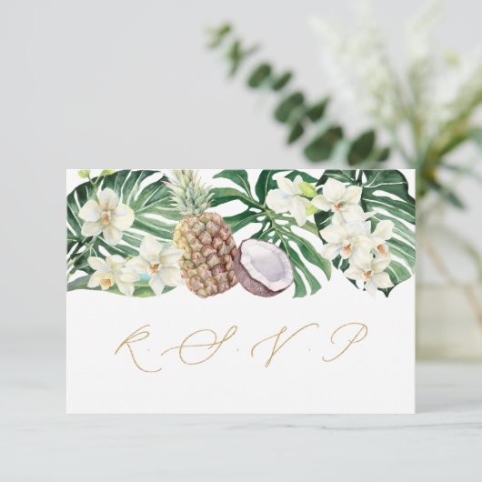 ラグジュアリートロピッ結婚カルブーケのリプライ食事の選択肢 出欠カード (スタンド正面)