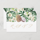 ラグジュアリートロピッ結婚カルブーケのリプライ食事の選択肢 出欠カード (正面/裏面)