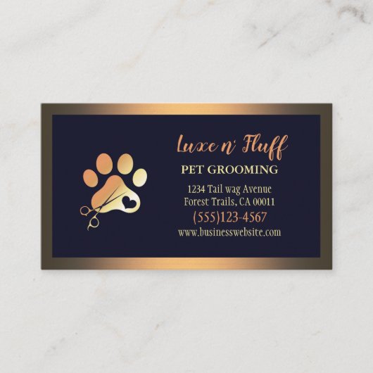 ラグジュアリードッグペットグルーミングポーハサミ 名刺 (正面)