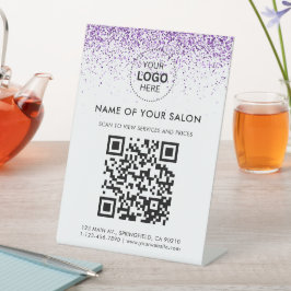 ラグジュアリードリップグリッターパープルサロンペデスタルサイン 台座サイン