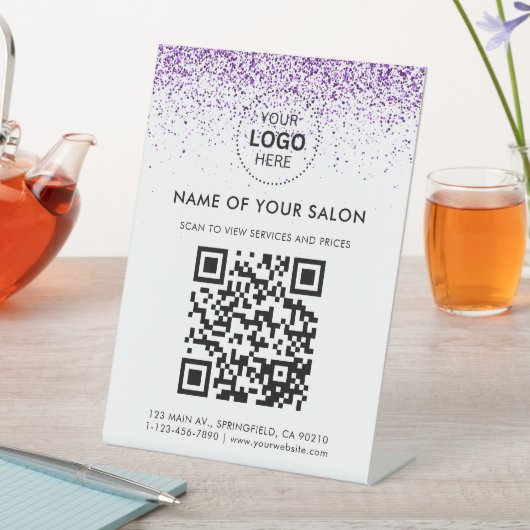 ラグジュアリードリップグリッターパープルサロンペデスタルサイン 台座サイン (インサイチュ)