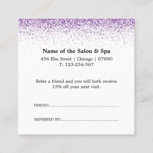 ラグジュアリードリップグリッターパープルサロン割引カード 割引カード (裏面)
