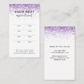 ラグジュアリードリップスグリッターパープルサロンアポイントメントカード 予約カード (正面/裏面)