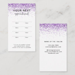 ラグジュアリードリップスグリッターパープルサロンアポイントメントカード 予約カード
