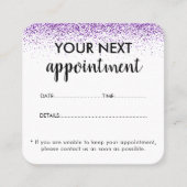 ラグジュアリードリップスグリッターパープルサロンアポイントメントカード 予約カード (正面)