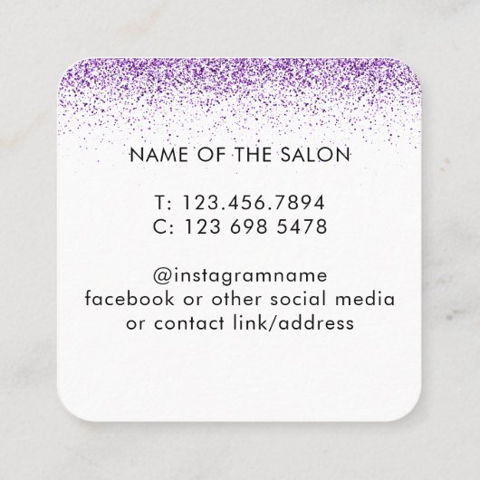 ラグジュアリードリップスグリッターパープルサロンアポイントメントカード 予約カード (裏面)