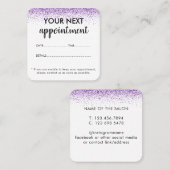 ラグジュアリードリップスグリッターパープルサロンアポイントメントカード 予約カード (正面/裏面)