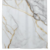 ラグジュアリーナチュラル金ゴールドテクスチャホワイトマーブル シャワーカーテン (正面)