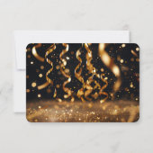 ラグジュアリーニューイヤーパーティーベルベットカーテンゴールデングロー 招待状 (裏面)