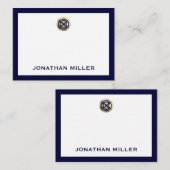 ラグジュアリーネイビーと金ゴールドパーソナライズされたノートカード ノートカード (正面/裏面)