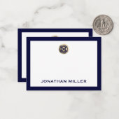 ラグジュアリーネイビーと金ゴールドパーソナライズされたノートカード ノートカード (正面/裏面インサイチュ)