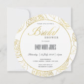 ラグジュアリーネイビーエレガント金ゴールドバラフローラブライダルシャワー 招待状 (正面)