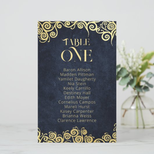 ラグジュアリーネイビーブルーと金ゴールドが輝く冬の結婚式 (スタンド正面)