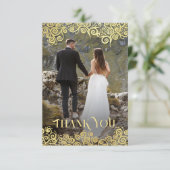 ラグジュアリーネイビーブルーと金ゴールドが輝く冬の結婚式 サンキューカード (スタンド正面)