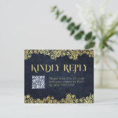 ラグジュアリーネイビーブルーと金ゴールドが輝く冬の結婚式 シーズンカード (スタンド正面)