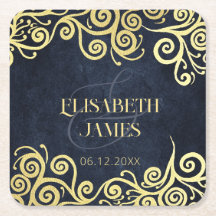 ラグジュアリーネイビーブルーと金ゴールドが輝く冬の結婚式